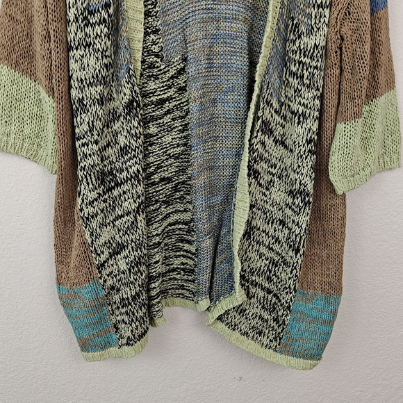 Italy ETRO MILANO Cotton Color Block Cardigan Long Open Knit Sweater Medium 42 - Picture 2 of 16